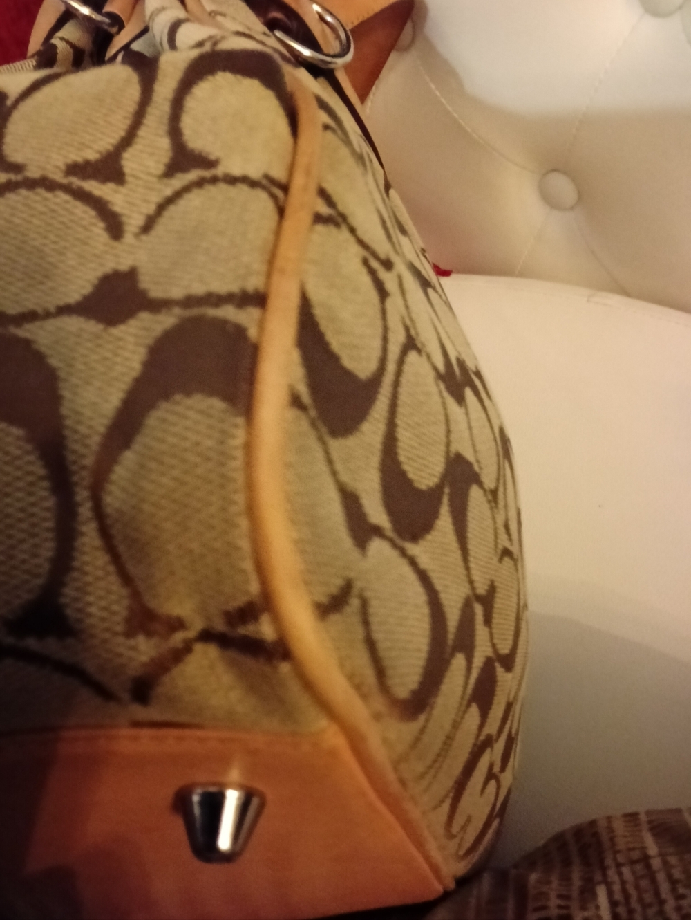 #V5 Coach Hampton VINTAGE Tan/Khaki Sign. Canvas Belted Tote Creed- E04M-6352 - Picture 10 of 16